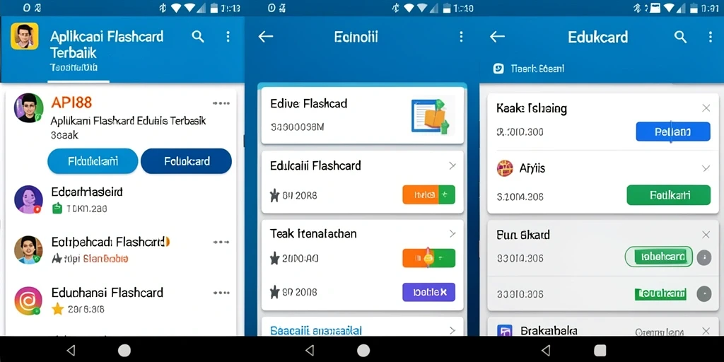Antarmuka menarik dengan fungsi flashcard interaktif.