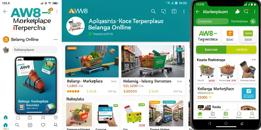 Tampilan antarmuka utama aplikasi AW8 dengan fitur Marketplace.