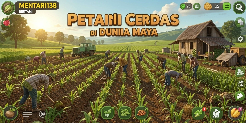 Antarmuka permainan MENTARI138 yang menarik dengan elemen bertani.