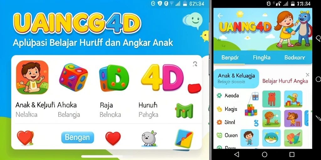 Antarmuka UANG4D yang interaktif dan edukatif untuk anak.